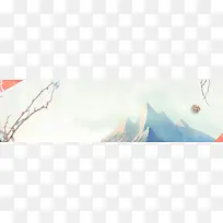 秋天旅游景点树枝简约灰色banner