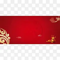 春节新年红色大气花纹福袋banner展板