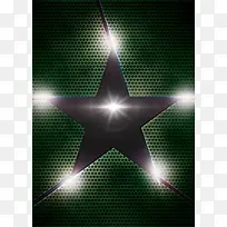 绿色蜂窝纹理五角星科技光线海报背景