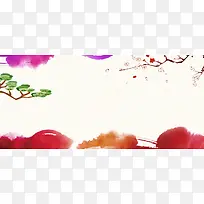 手绘复古中式新春海报banner背景