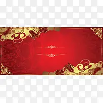 红色婚礼纹理红色banner背景