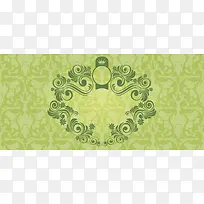 婚礼纹理绿色banner背景