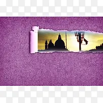 紫色欧式地产海报背景模板