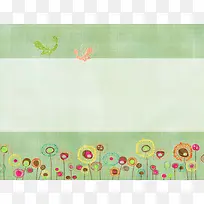 清新绿色卡通花朵海报背景模板