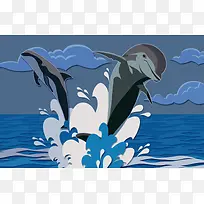 蓝色大海海豚
