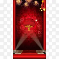 大气红色台阶喜庆灯笼H5背景素材