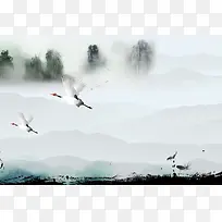 仙鹤中国风背景