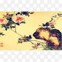 中国风花卉国画背景