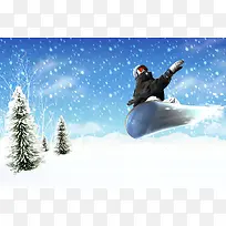 滑冰雪景背景素材