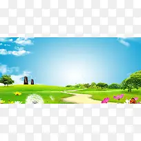 春天简约清新绿色背景