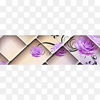 立体方格紫花背景图