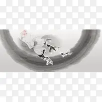 鱼戏荷塘背景图