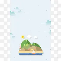 扁平化灯塔大海远航