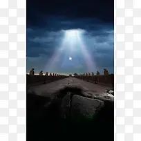 蓝色渐变天空庄重中国风房地产背景