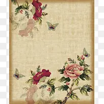 棉麻质感彩色花卉平面广告