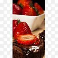 草莓巧克力甜品摄影H5背景
