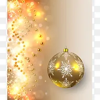 圣诞节华丽金属质感吊球金色珠子矢量背景图