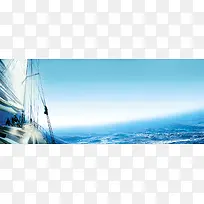 冲刺高考扬帆远航大气景色蓝色背景