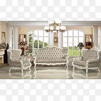 欧式客厅古典沙发背景素材