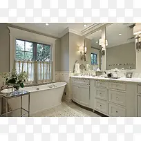 白色欧式浴室装修效果图素材