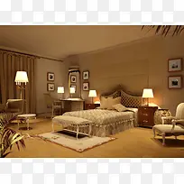 欧式卧室风格室内装潢效果背景素材
