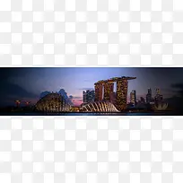 新加坡城市夜景背景banner图