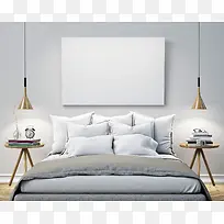 白色装饰卧室床四件套海报背景素材