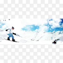 冬季滑雪勇敢者蓝色banner