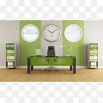 绿色现代办公室装修图片素材