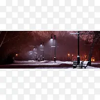 冬日夜晚公园背景