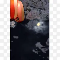 黑色樱花灯笼背景