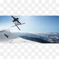 摄影冬天滑雪背景