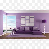 紫色壁纸家装效果图片素材