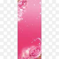 唯美粉色玫瑰花瓣背景海报背景模板