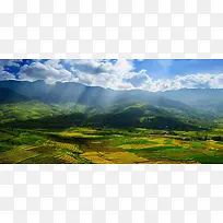 阳光普照的自然背景