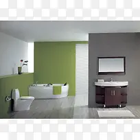 清新绿色浴室装修图片