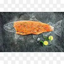 美味的三文鱼美食图片