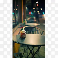 城市街角小吃桌摄影H5背景