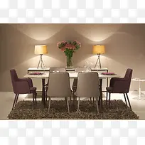 家居温馨台灯桌子餐桌椅子地毯背景