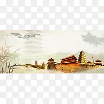 暑期旅游中国边塞景色黄色banner