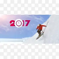 2017新年滑雪背景素材