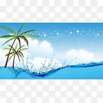 蓝色清爽海报背景素材