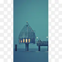 小清新绿色户外H5背景素材