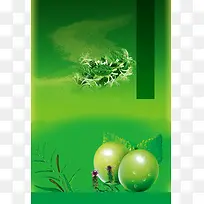 绿色青梅零食海报背景模板