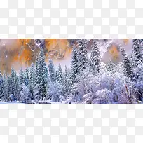 秋冬雪景海报banner