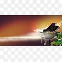 唯美光线钢琴夜空海报背景模板