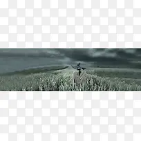 深色背景麦田背景banner