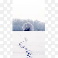脚印冬季雪景H5背景图