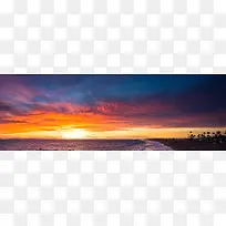 天空沙滩海边落日摄影风景背景图