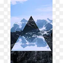创意三角几何风景海报背景